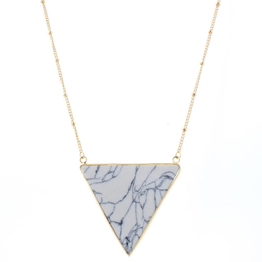16" Gold Chain Necklace with Howlite Triangle, 3" Ext