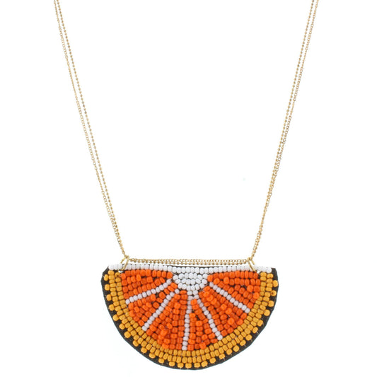 24" Gold Chain Necklace with Beaded Orange Slice, 3" Ext