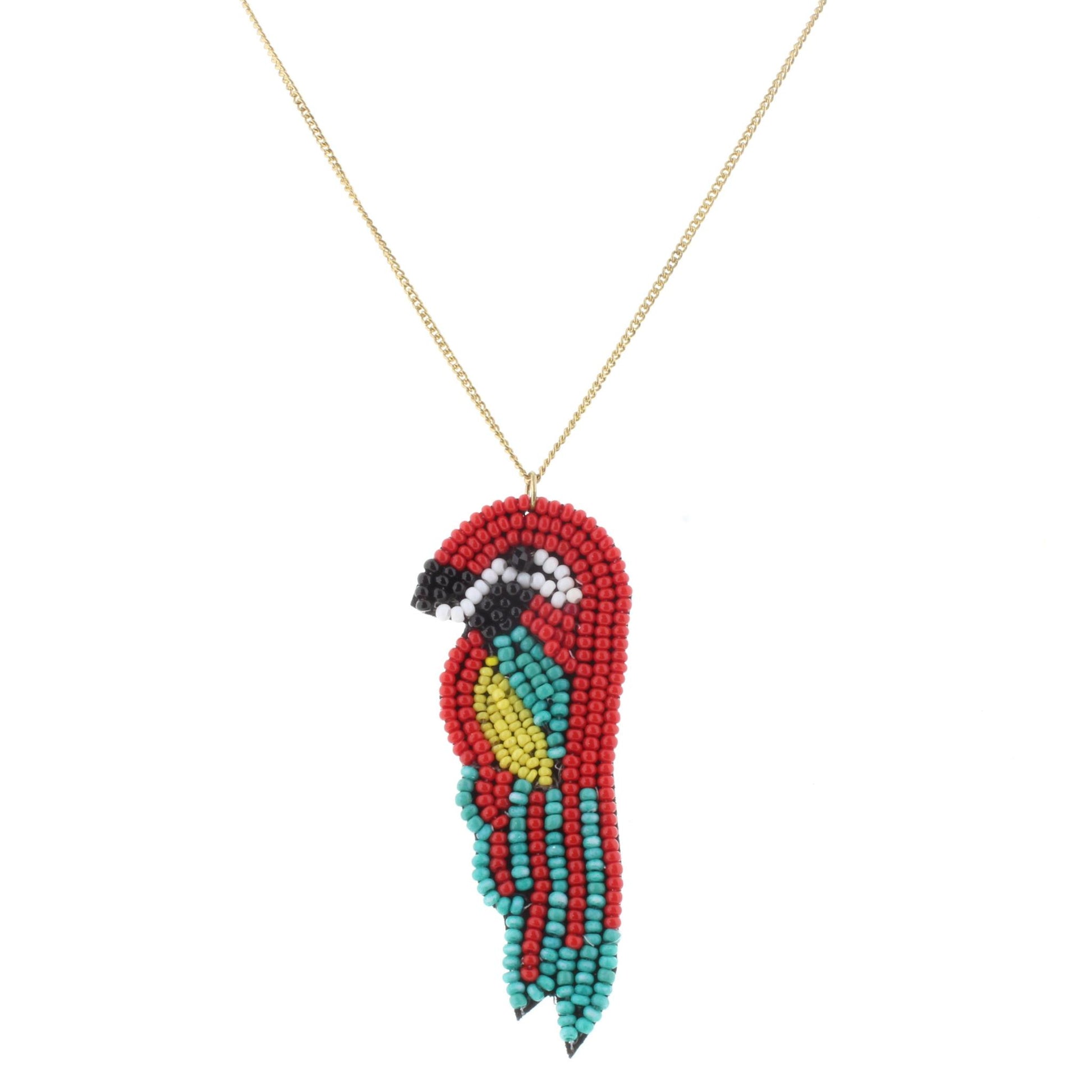 24" Gold Chain Necklace with Beaded Parrot, 3" Ext