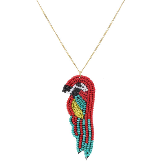 24" Gold Chain Necklace with Beaded Parrot, 3" Ext