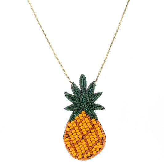 24" Gold Chain Necklace with Beaded Pineapple, 3" Ext