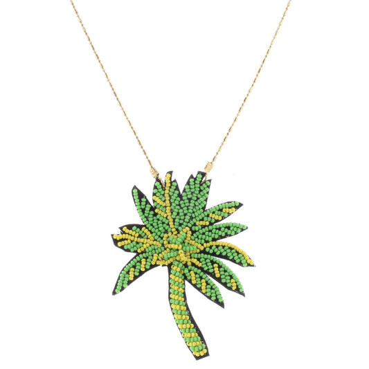 24" Gold Chain Necklace with Beaded Palm Tree, 3" Ext