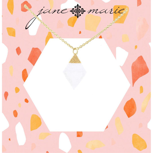 16" Gold Chain Necklace with Gold and White Seed Bead Diamond, 3" Ext