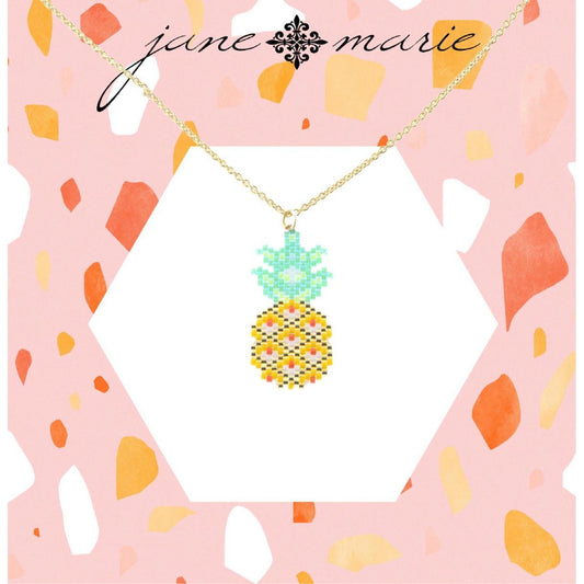 16" Gold Chain Necklace with Seed Bead Pinapple, 3" Ext