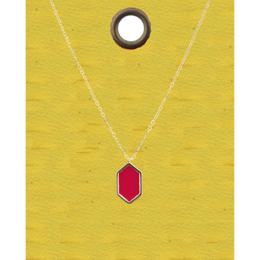 16" Gold Chain Necklace with Hot Pink Hexagon, 3" Ext