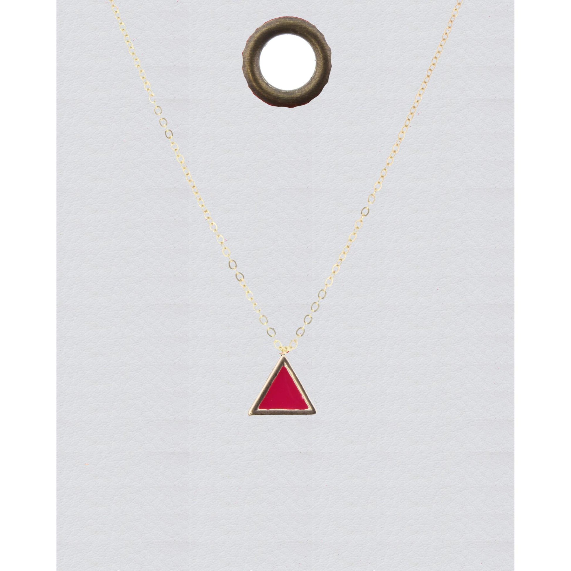 16" Gold Chain Necklace with Hot Pink Triangle, 3" Ext
