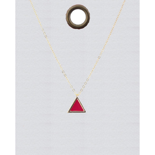 16" Gold Chain Necklace with Hot Pink Triangle, 3" Ext