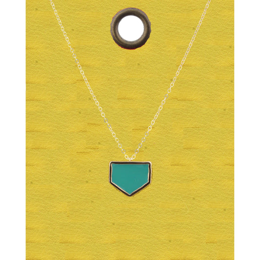 16" Gold Chain Necklace with Teal Pentagon, 3" Ext
