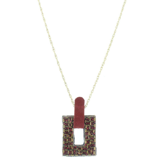 30" Maroon & Gold Beaded Square Necklace, 3" Ext