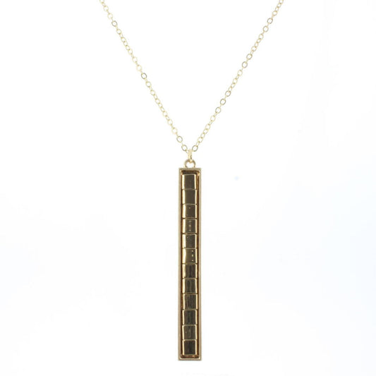 30" Gold Tila Beaded Bar Necklace, 3" Ext