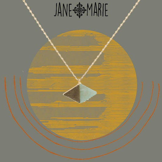 16" Mint and Gold Colorblock Rhombus Necklace, 3" Ext