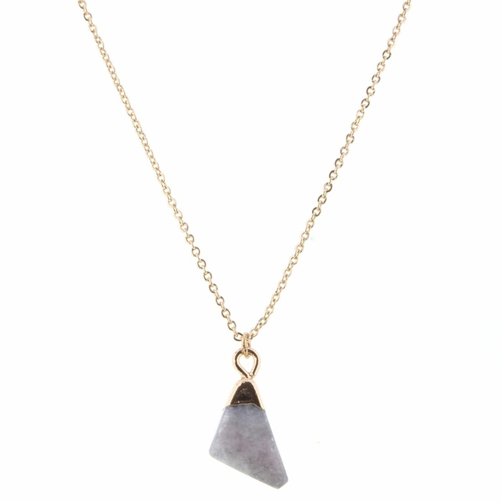 16" Gold Dipped Grey Stone Necklace, 3" Ext