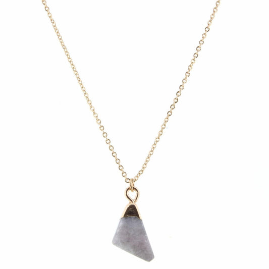 16" Gold Dipped Grey Stone Necklace, 3" Ext