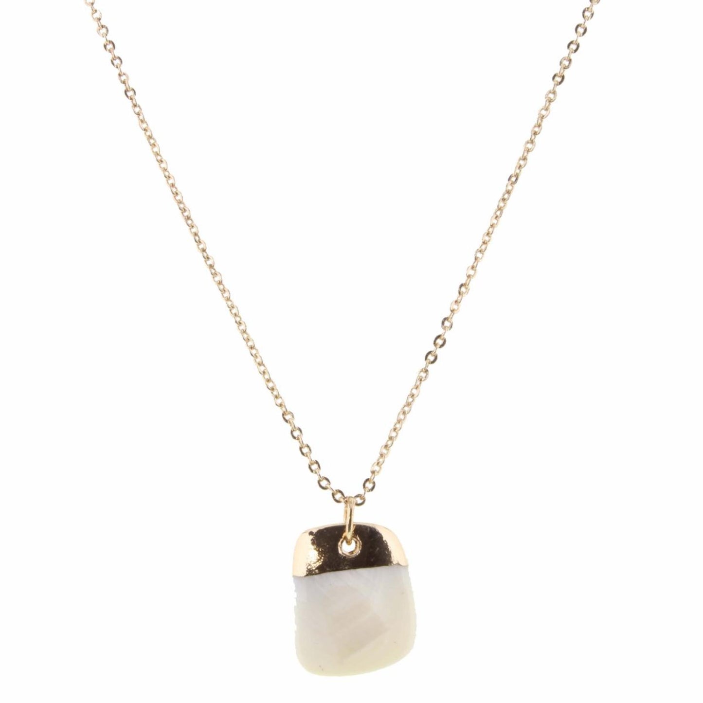16" Rounded Shell Square Necklace, 3" Ext