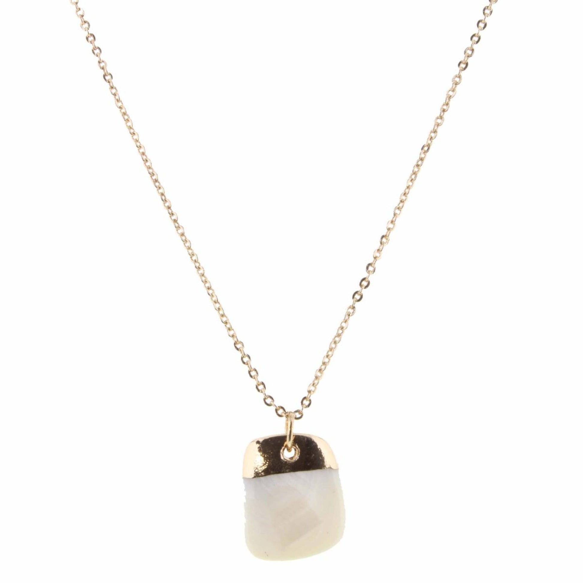 16" Rounded Shell Square Necklace, 3" Ext