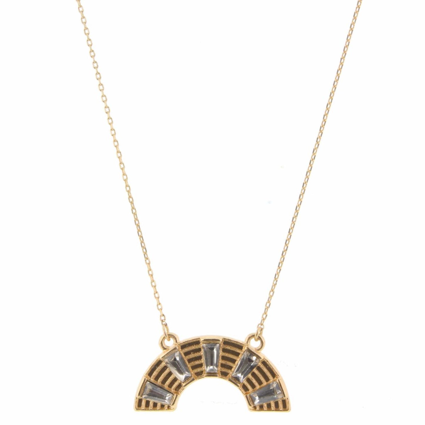 16" to 24" Gold Arch with Clear Trapazoid Rhinestones Adjustable Necklace