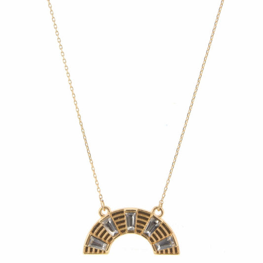 16" to 24" Gold Arch with Clear Trapazoid Rhinestones Adjustable Necklace