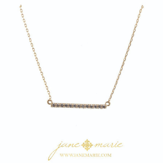 16" Gold Bar with Delicate Rhinestones, Gold Chain Necklace, 3" Ext