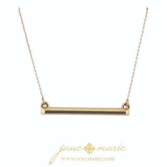 16" Gold Raised Bar, Gold Chain Necklace, 3" Ext