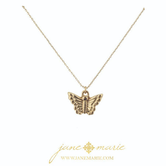 16" Gold Butterfly, Gold Chain Necklace, 3" Ext
