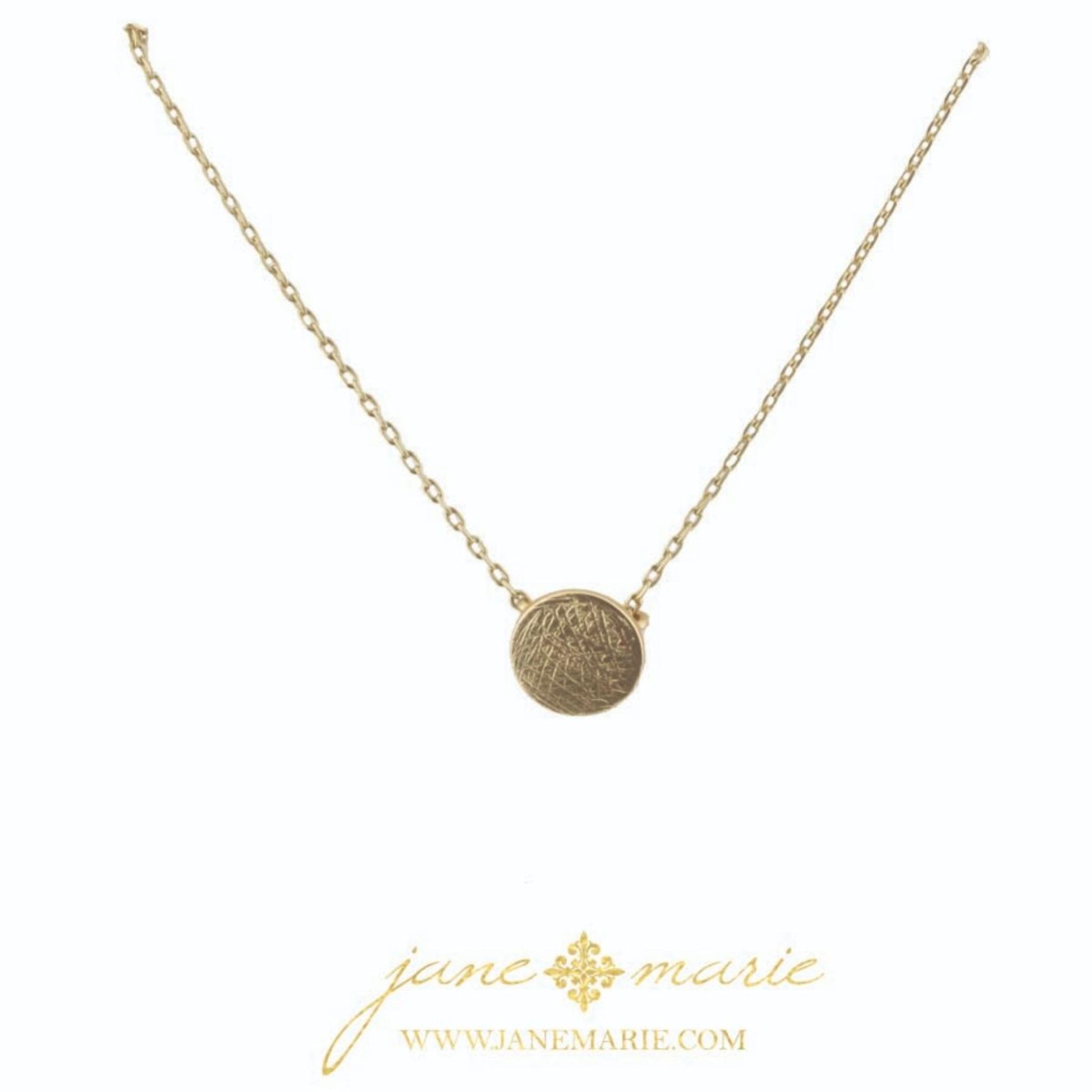 16" Gold Disk, Gold Chain Necklace, 3" Ext