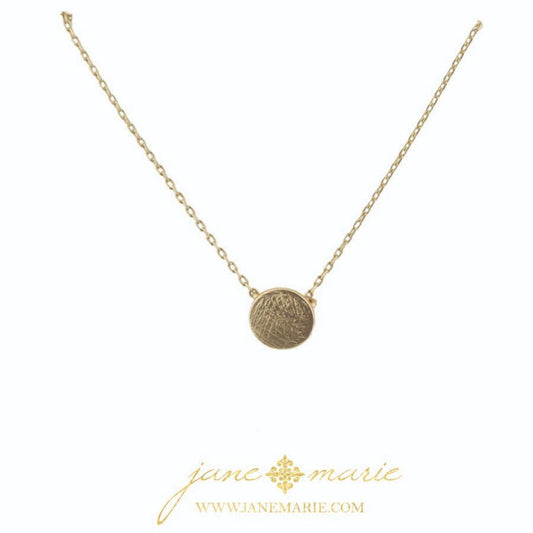 16" Gold Disk, Gold Chain Necklace, 3" Ext