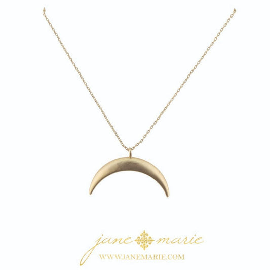 16" Gold Horn, Gold Chain Necklace, 3" Ext