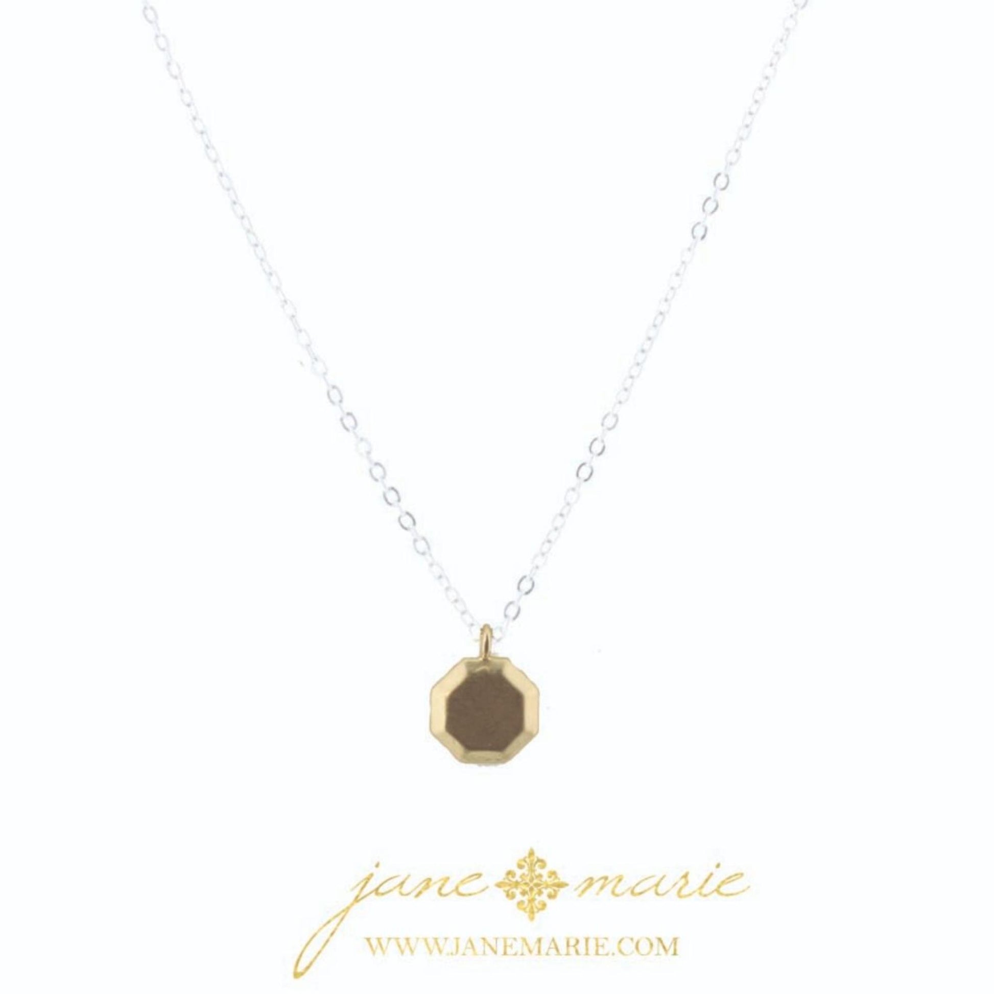 16" Gold Hexagon, Silver Chain Necklace, 3" Ext