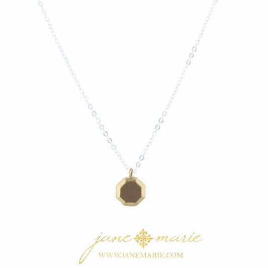16" Gold Hexagon, Silver Chain Necklace, 3" Ext