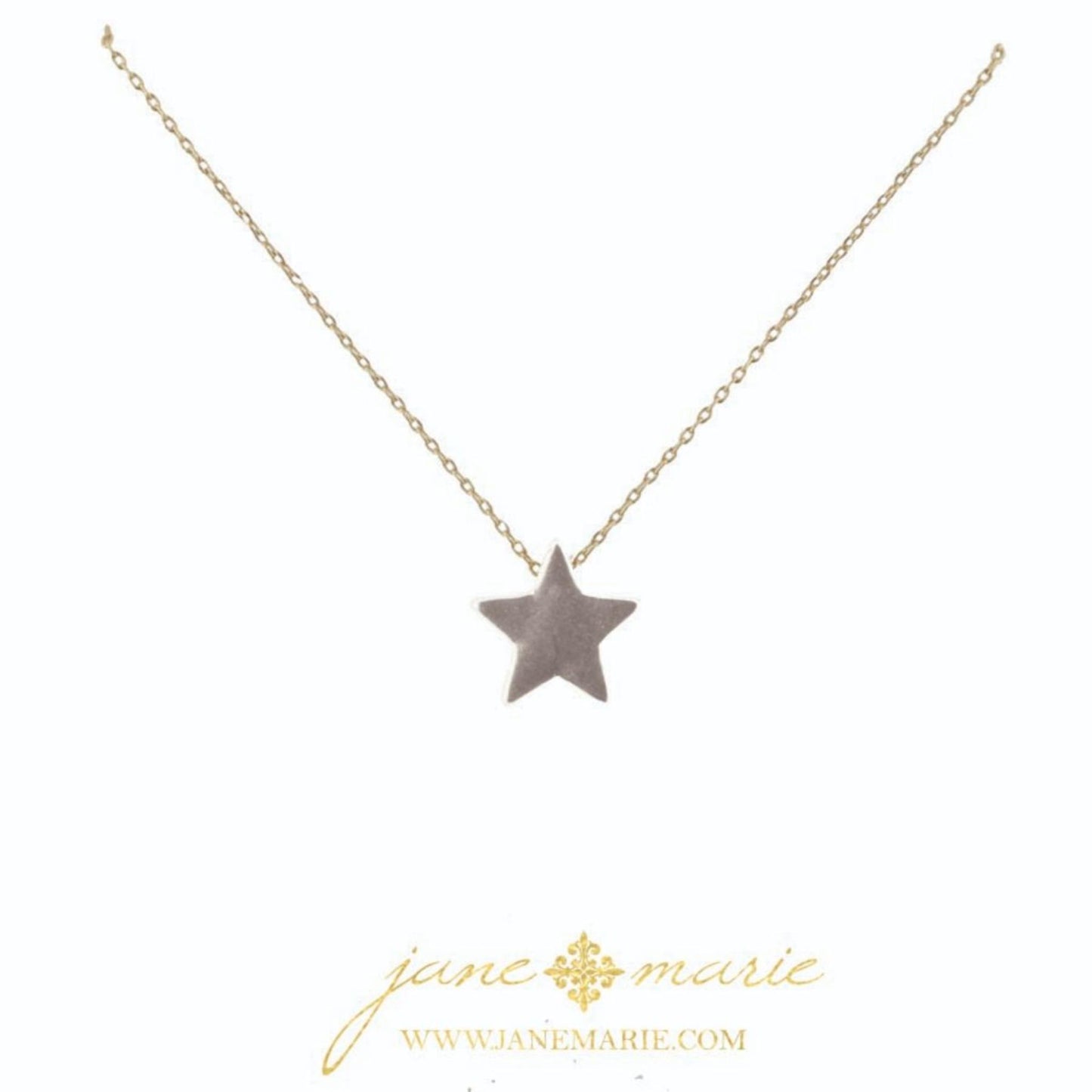 16" Silver Star on Gold Chain Necklace, 3" Ext