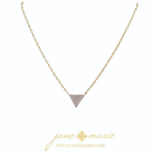 16" Silver Triangle, Gold Chain Necklace, 3" Ext