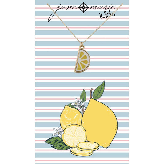 Kids 14" Leather Lemon Slice Necklace, 2" Ext