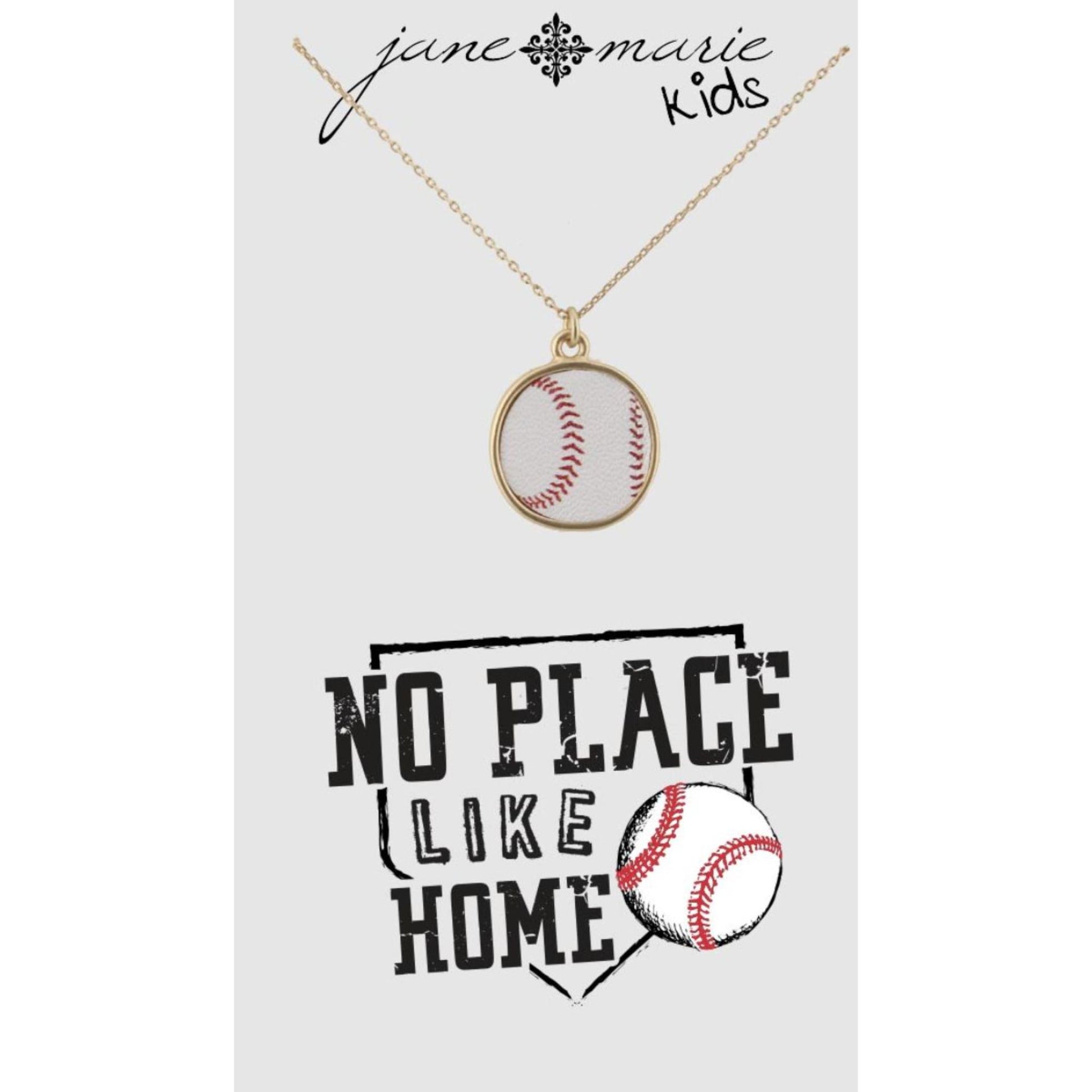 Kids 14" Leather Baseball Necklace, 2" Ext