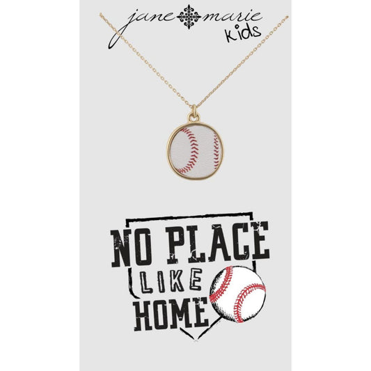 Kids 14" Leather Baseball Necklace, 2" Ext