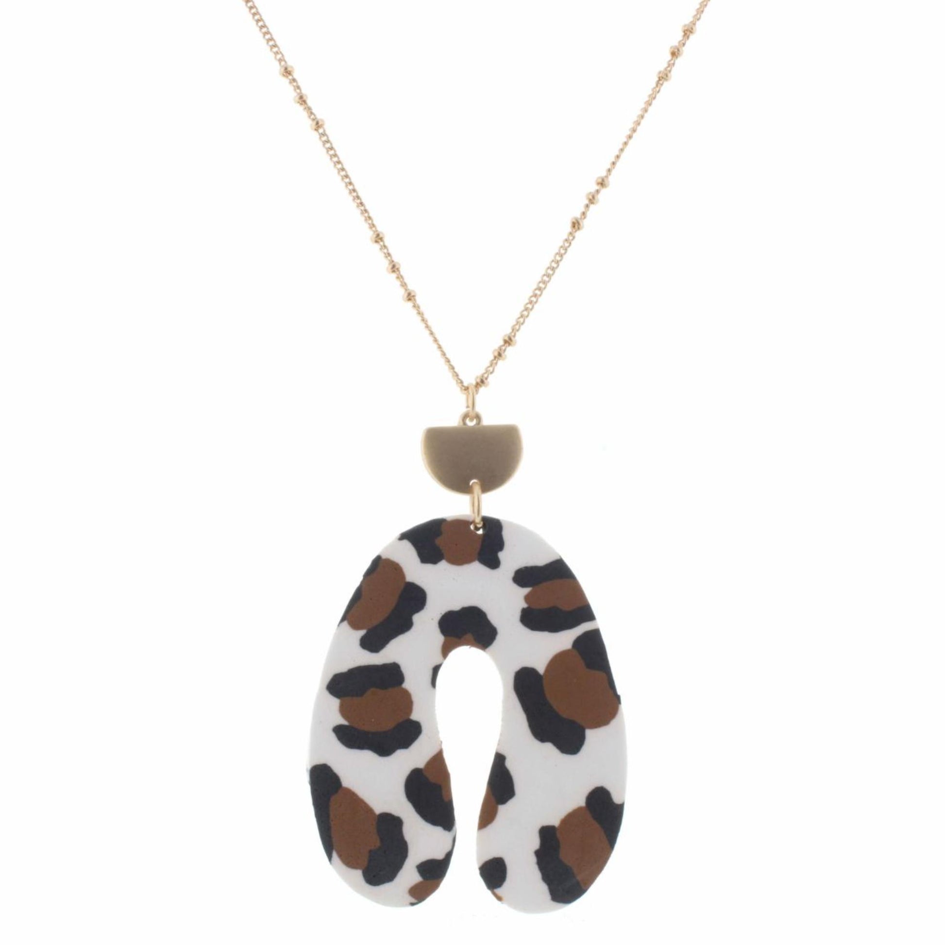 30" Polymer Leopard Arch Necklace, 3" Ext
