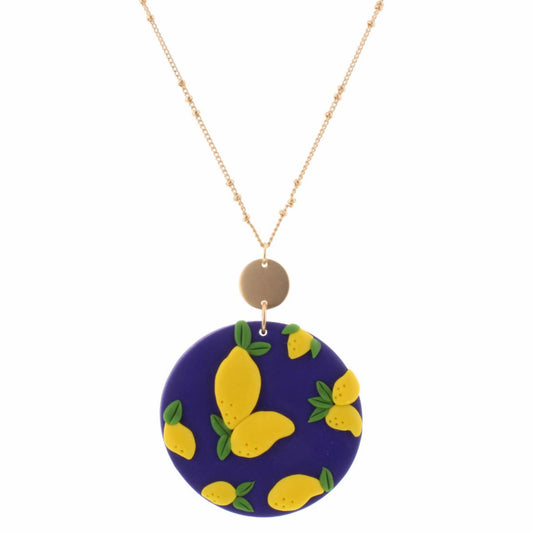30" Polymer Clay Navy Circle with Lemons , 3" Ext
