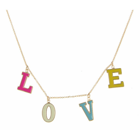 Kids 14" Multi Enamel "Love" Necklace, 3" Ext