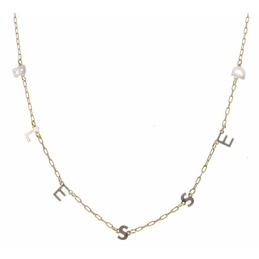 16" Silver "Blessed" Lettter Station, Gold Chain Necklace, 3" Ext