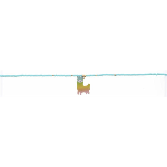 Kids 12" Turquoise Seed Bead with Llama Charm Necklace, 2" Ext