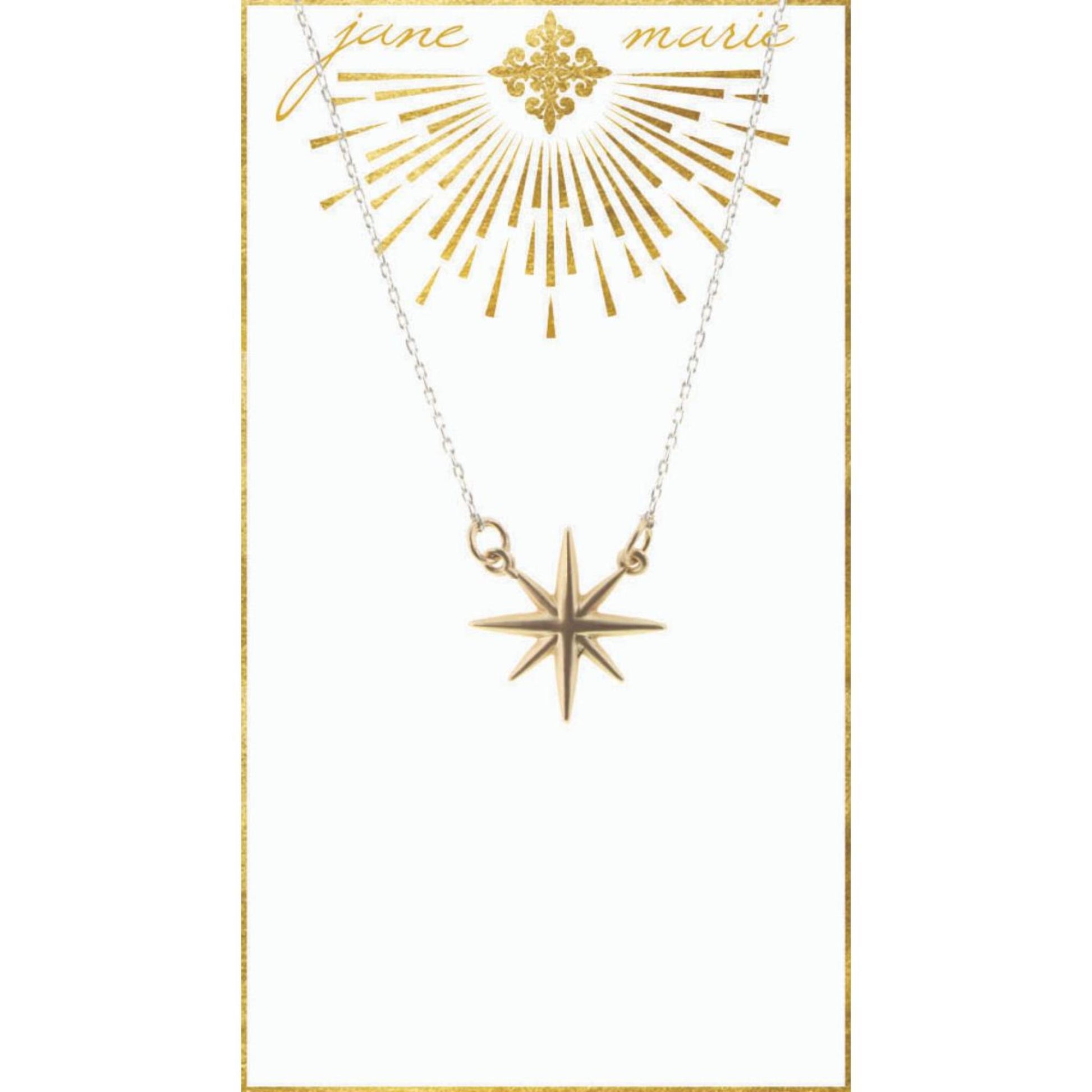 16" Gold Star on Silver Chain Necklace, 3" Ext
