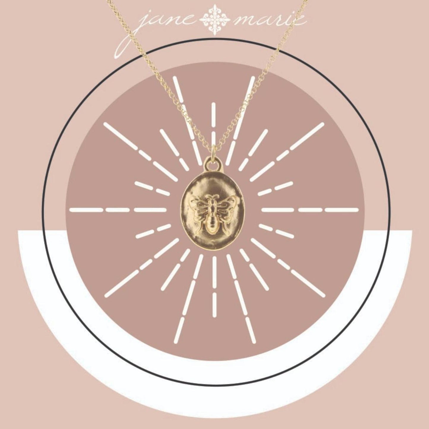 16" Oval with Gold Bee Necklace, 3" Ext
