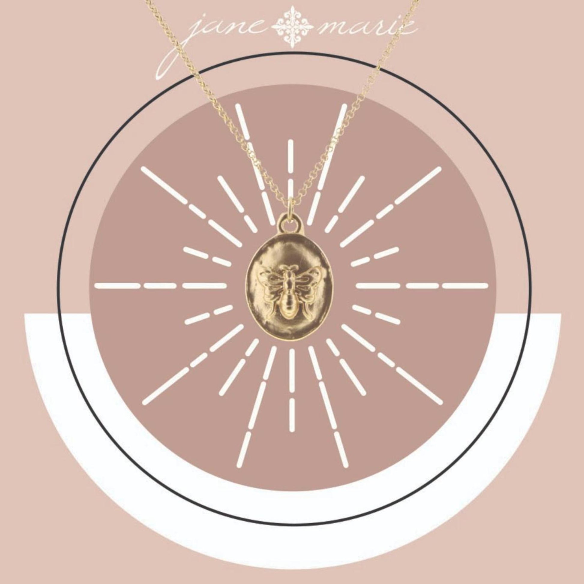 16" Oval with Gold Bee Necklace, 3" Ext