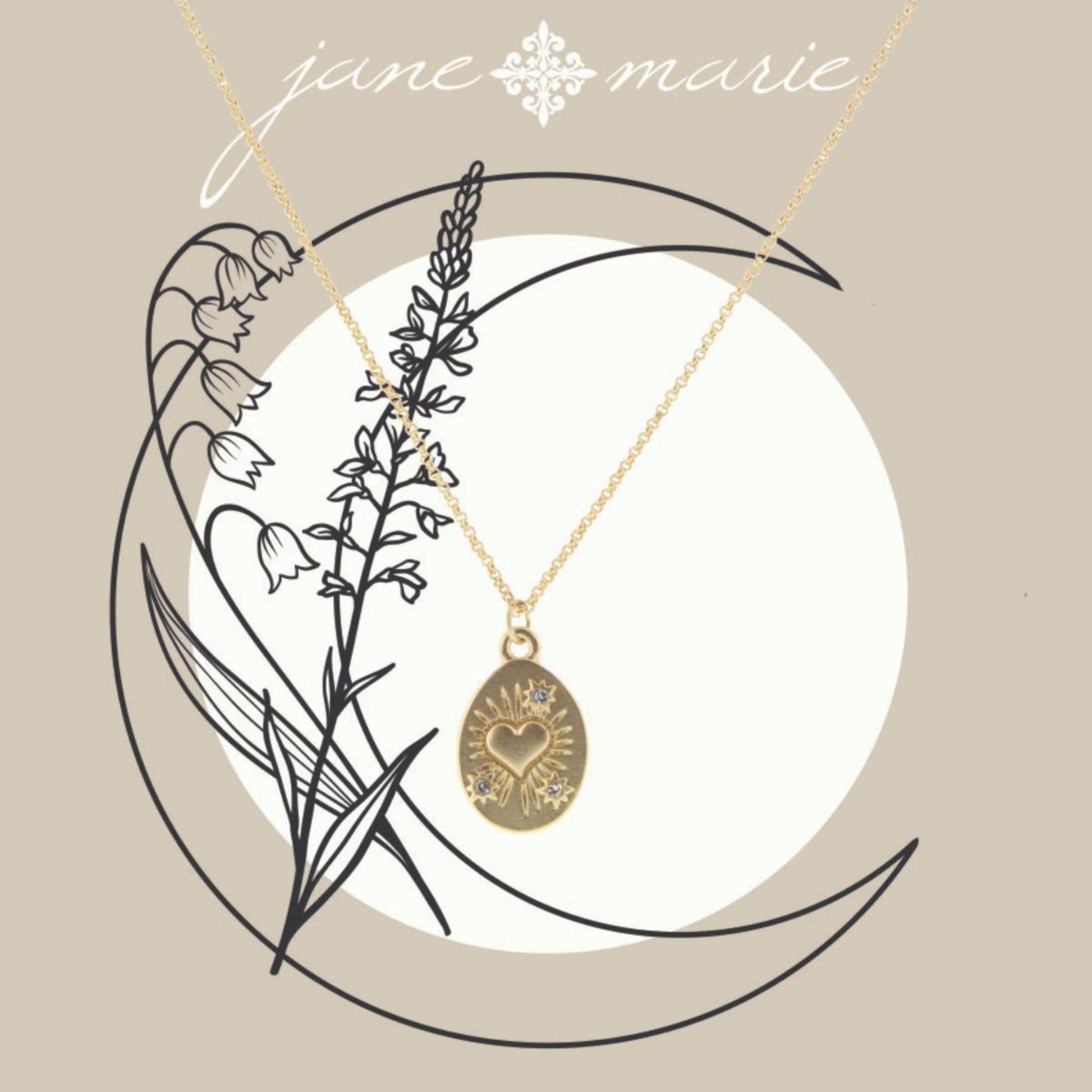 16" Oval with Heart and Rhinestones Necklace, 3" Ext