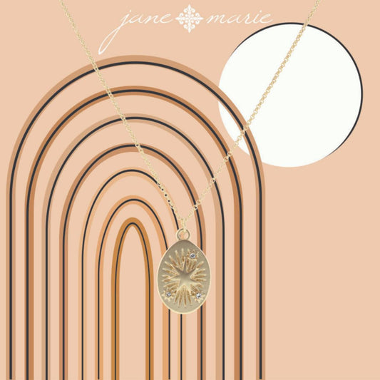 16" Oval with Gold Starburst Necklace, 3" Ext