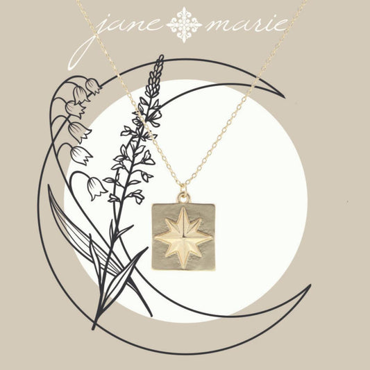 16" Square with Gold Starburst Necklace, 3" Ext