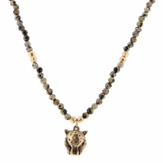 16" Dalmation Body with Jaguar Charm Necklace, 3" Ext
