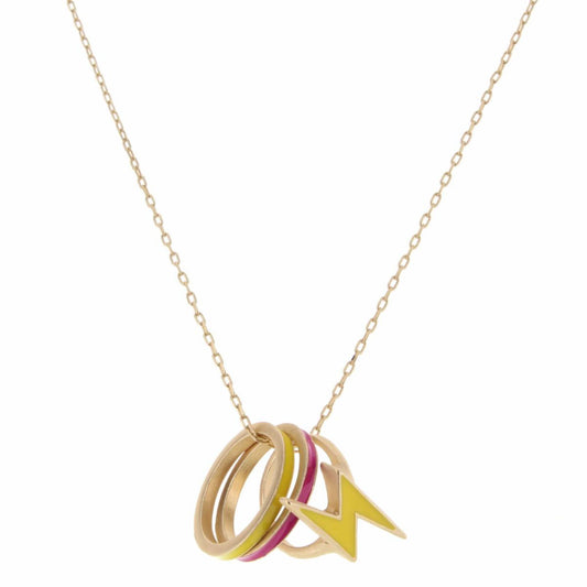 Kids 14" Wearable Enamel Rings, Pink, Yellow, Lightning Bolt, 3" Ext