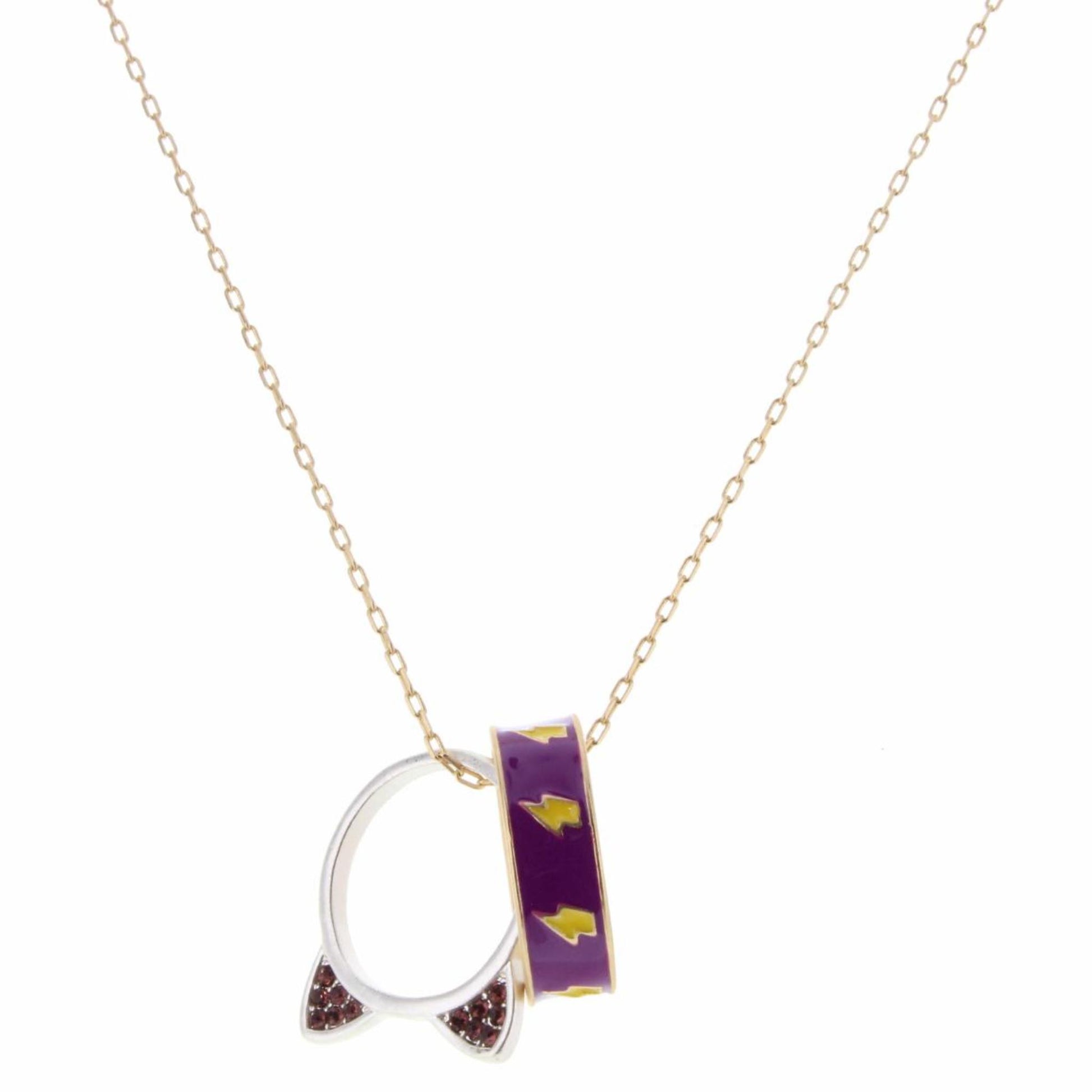 Kids 14" Wearable Enamel Rings, Purple Lightning Bolt, Cat Ears , 3" Ext