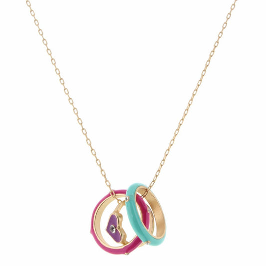Kids 14" Wearable Enamel Rings, Turquoise, Pink, Purple Heart, 3" Ext