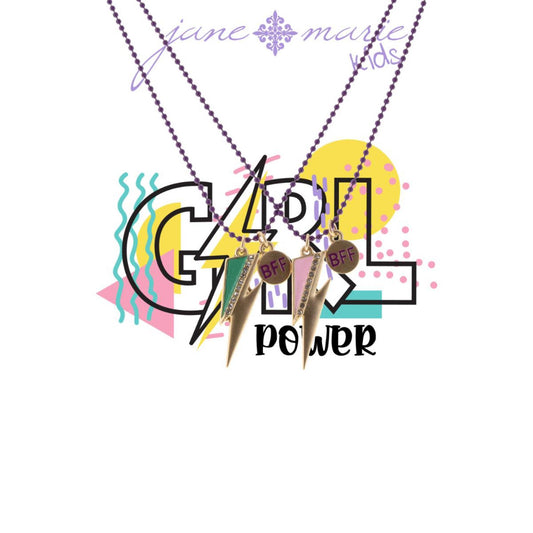 Kids 14" "BFF" Purple Chain, Pink Lightning + Teal Lightning, 3" Ext